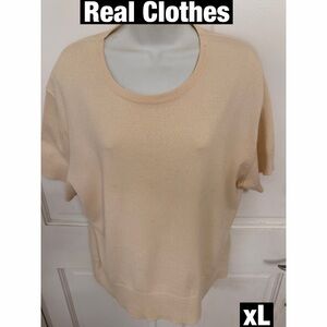 Pink Short Sleeve Silk Cashmere Sweater XL